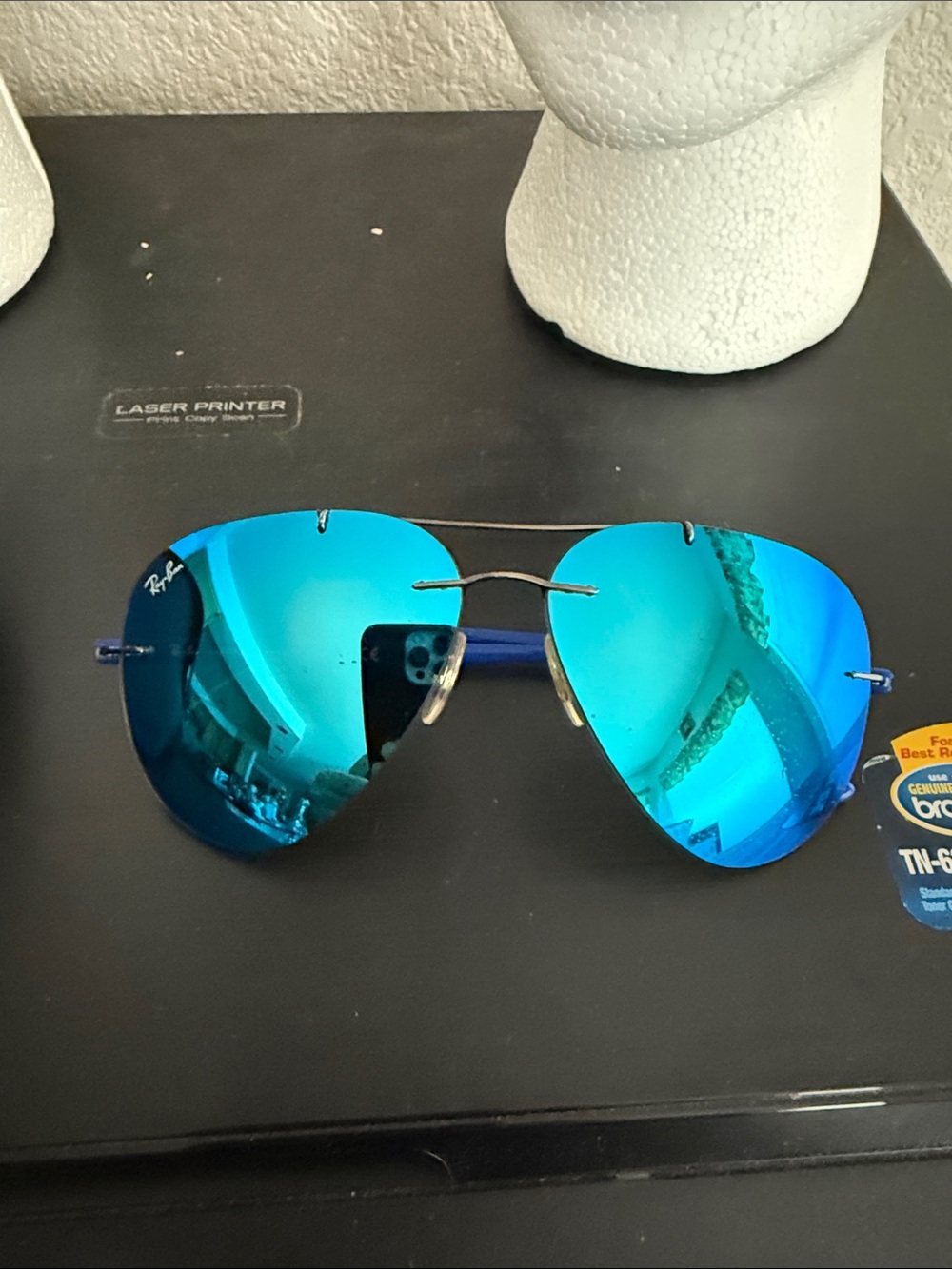 Ray-Ban Aviator Sunglasses rb8058 with Blue Mirror Lenses and Silver Frame